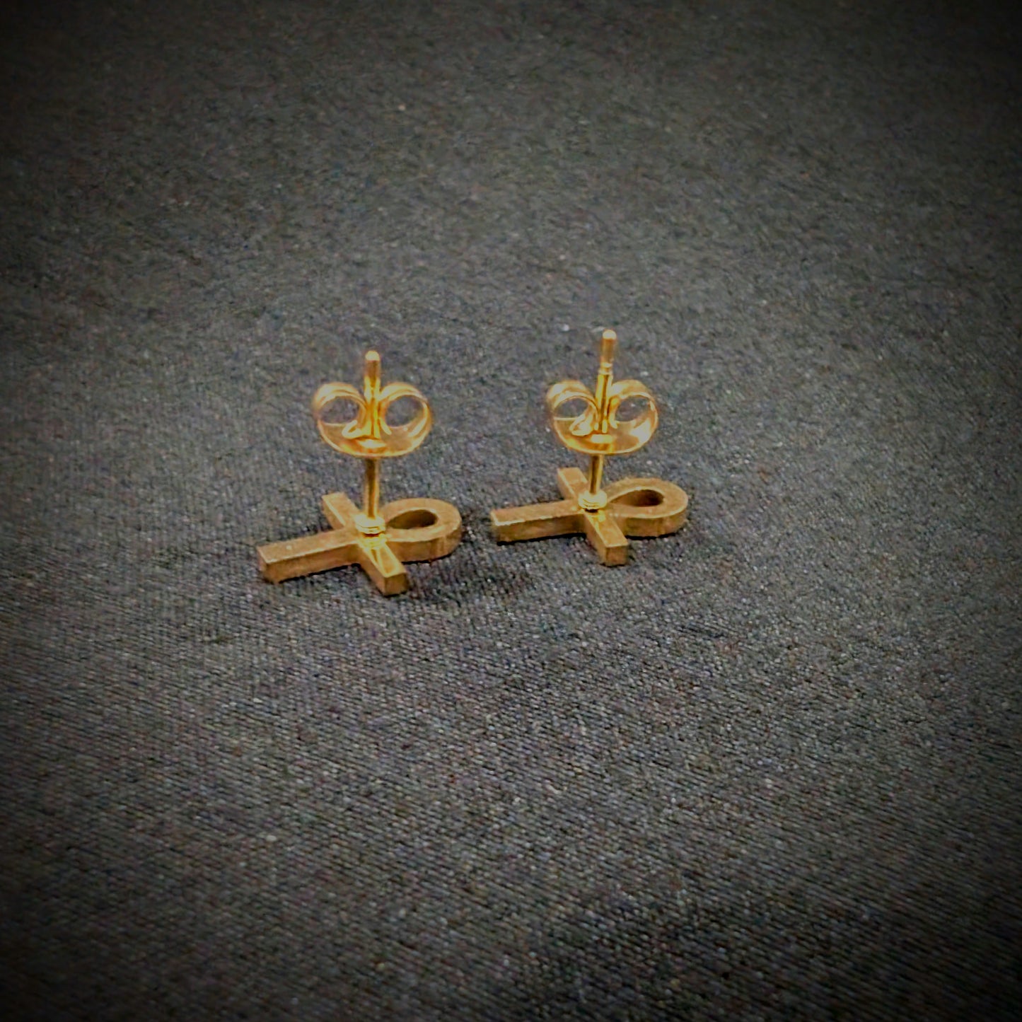 Ankh Earrings - Stainless Steel - Gold, Black, Silver