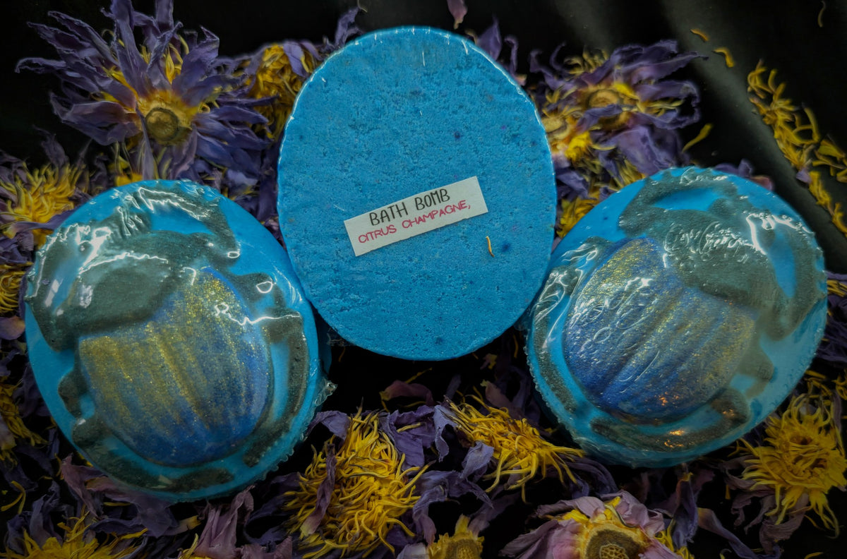 Egyptian Blue Lotus Infused Bath Bombs + Crystal