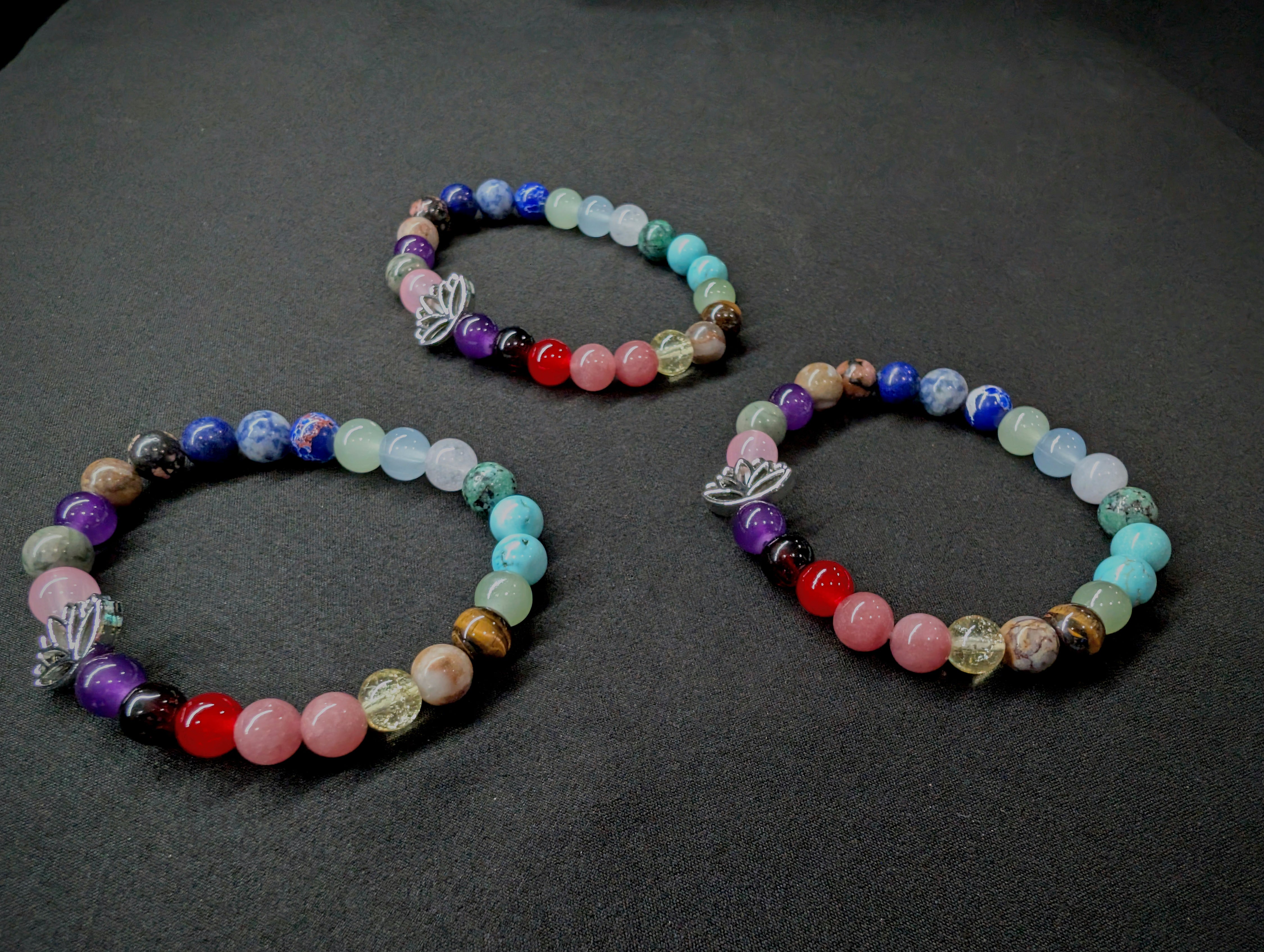 Gemstone Bracelet with Lotus Charm - Image 2