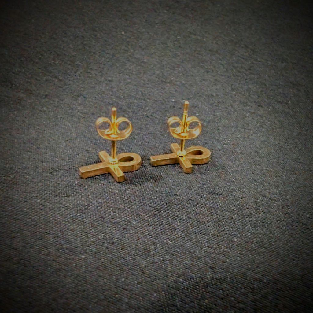 Ankh Earrings - Stainless Steel - Gold, Black, Silver
