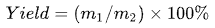 Formula for yield calculation of blue lotus processed products.